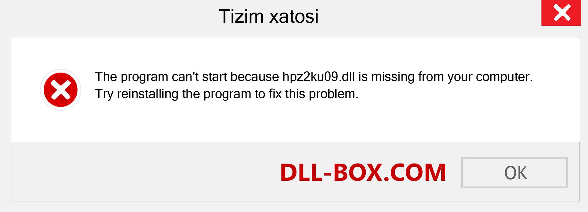 hpz2ku09.dll fayli yo'qolganmi?. Windows 7, 8, 10 uchun yuklab olish - Windowsda hpz2ku09 dll etishmayotgan xatoni tuzating, rasmlar, rasmlar